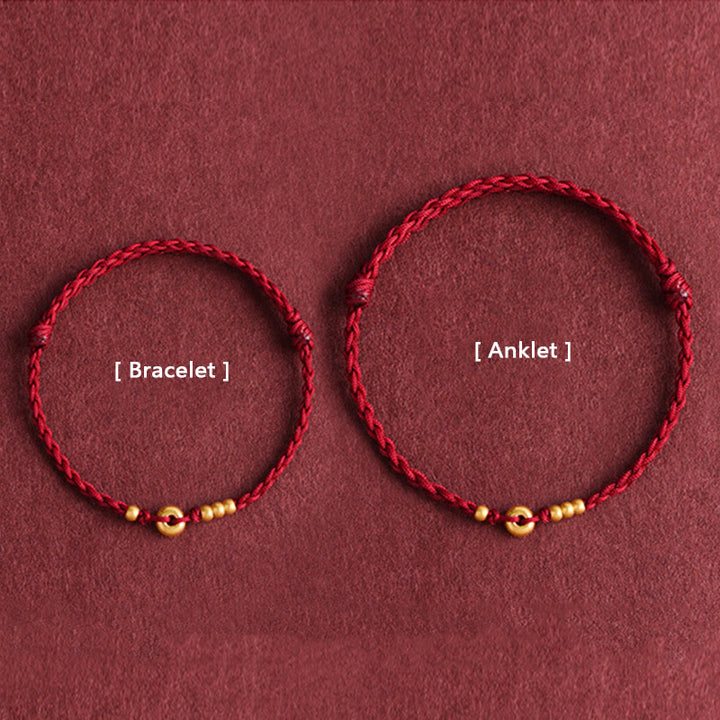 Buddha Stones999ゴールド 小さな平和のお守りチャームデザイン ハンドメイド 幸運 編み込み ロープ ブレスレット アンクレット - image 15