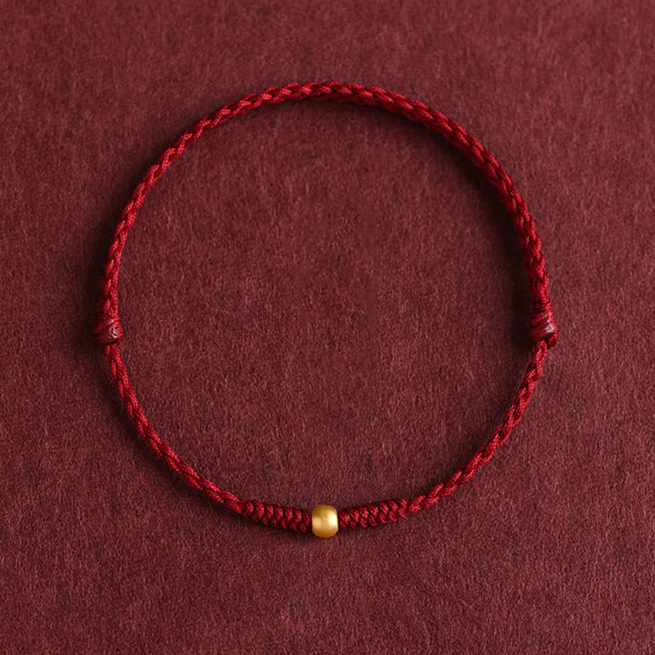 Buddha Stones999ゴールド ミニビーズデザイン ハンドメイド 強度 編み込みロープ ブレスレット アンクレット
