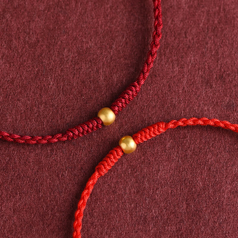 Buddha Stones999ゴールド ミニビーズデザイン ハンドメイド 強度 編み込みロープ ブレスレット アンクレット