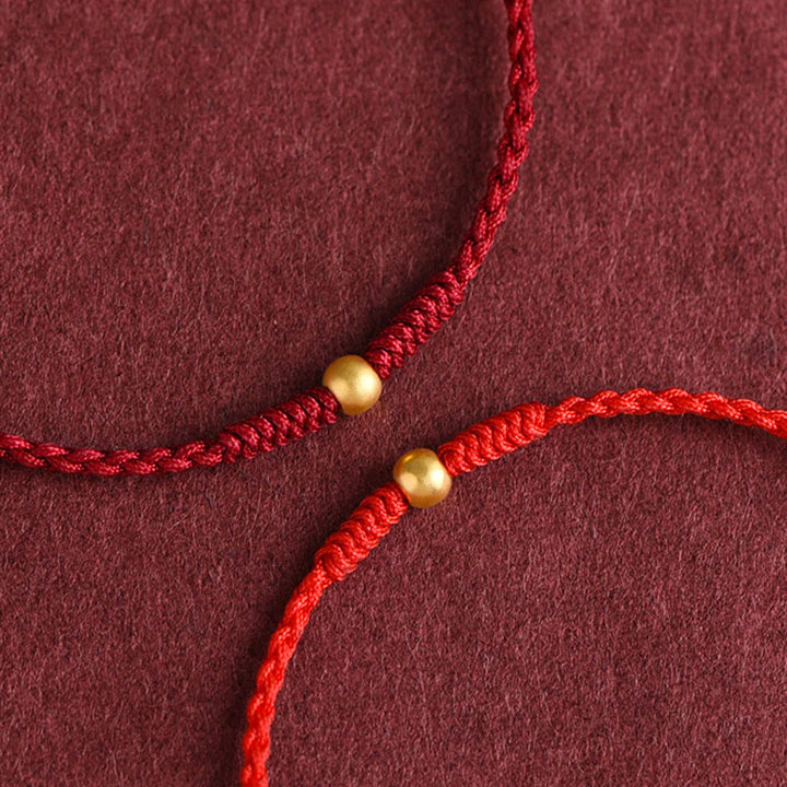 Buddha Stones999ゴールド ミニビーズデザイン ハンドメイド 強度 編み込みロープ ブレスレット アンクレット