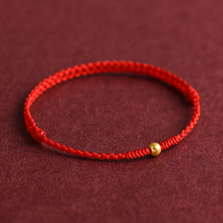 Buddha Stones999ゴールド ミニビーズデザイン ハンドメイド 強度 編み込みロープ ブレスレット アンクレット