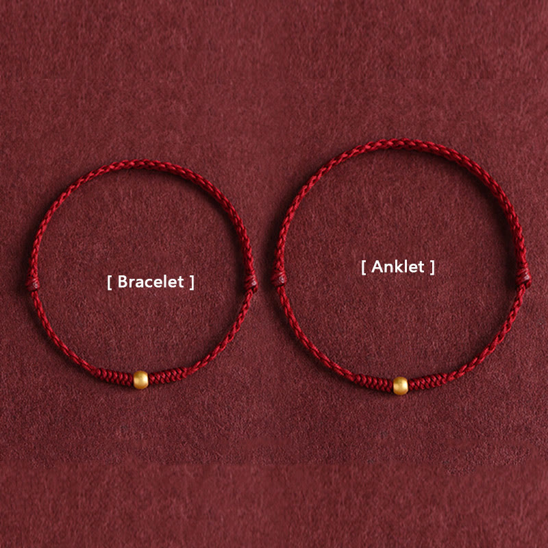 Buddha Stones999ゴールド ミニビーズデザイン ハンドメイド 強度 編み込みロープ ブレスレット アンクレット