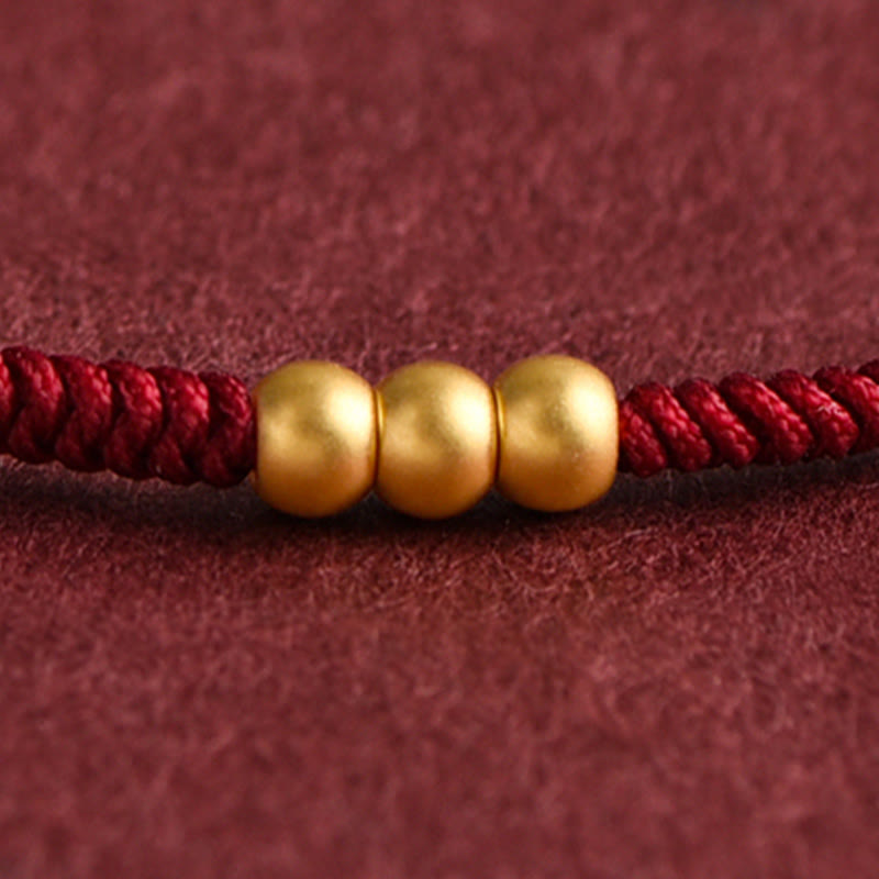 Buddha Stones999ゴールド ミニ 3ビーズデザイン ハンドメイド 幸運ロープブレスレット アンクレット - image 8