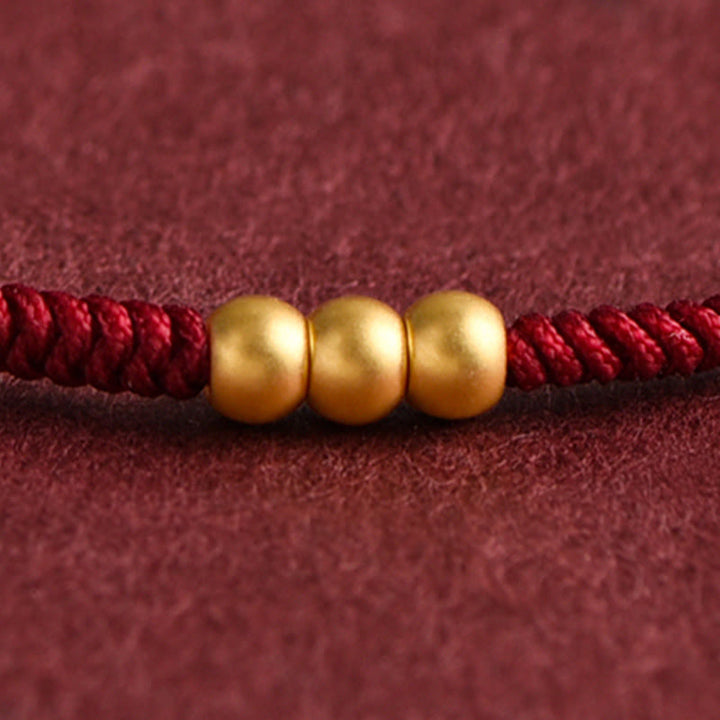 Buddha Stones999ゴールド ミニ 3ビーズデザイン ハンドメイド 幸運ロープブレスレット アンクレット - image 8