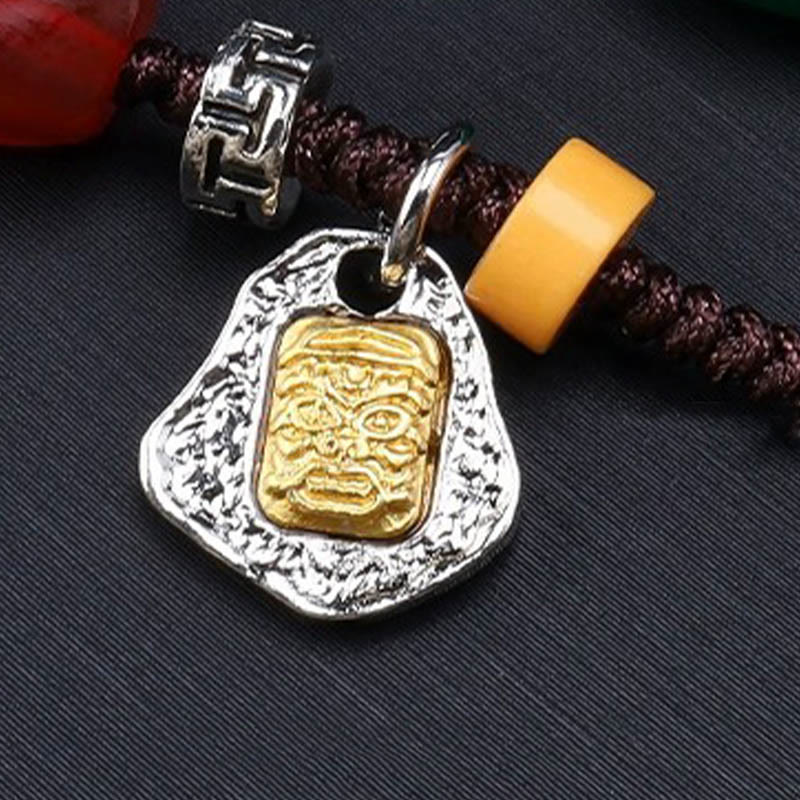 Buddha Stonesチベット九眼天珠守護編組ロープネックレスペンダント