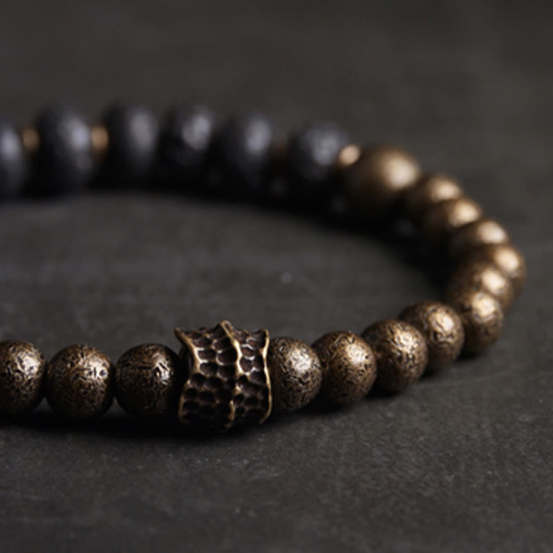 Buddha Stones溶岩ビーズ 負のエネルギーを吸収する銅ブレスレット