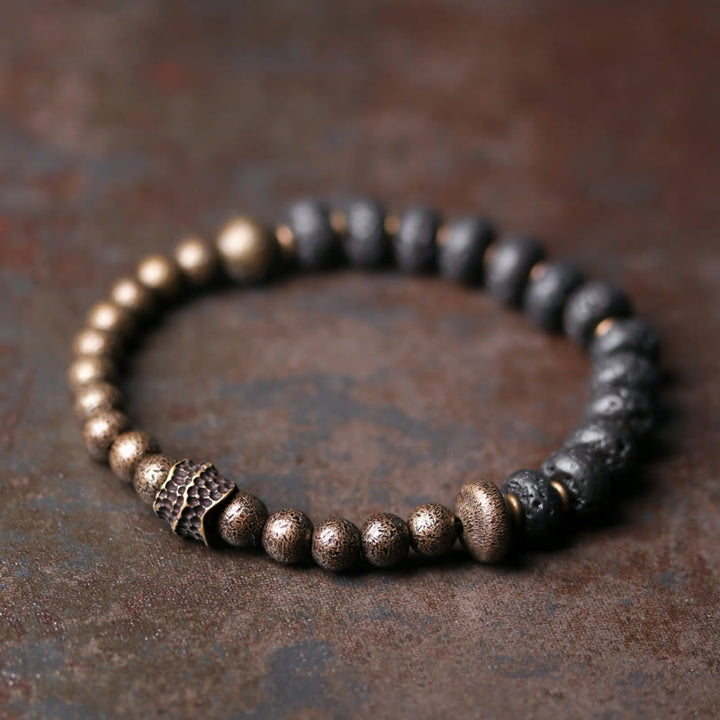 Buddha Stones溶岩ビーズ 負のエネルギーを吸収する銅ブレスレット