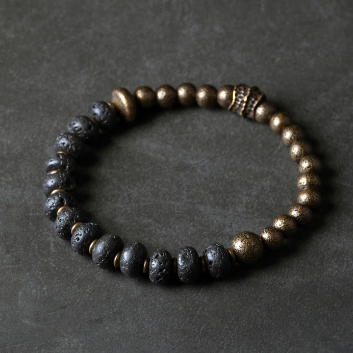 Buddha Stones溶岩ビーズ 負のエネルギーを吸収する銅ブレスレット