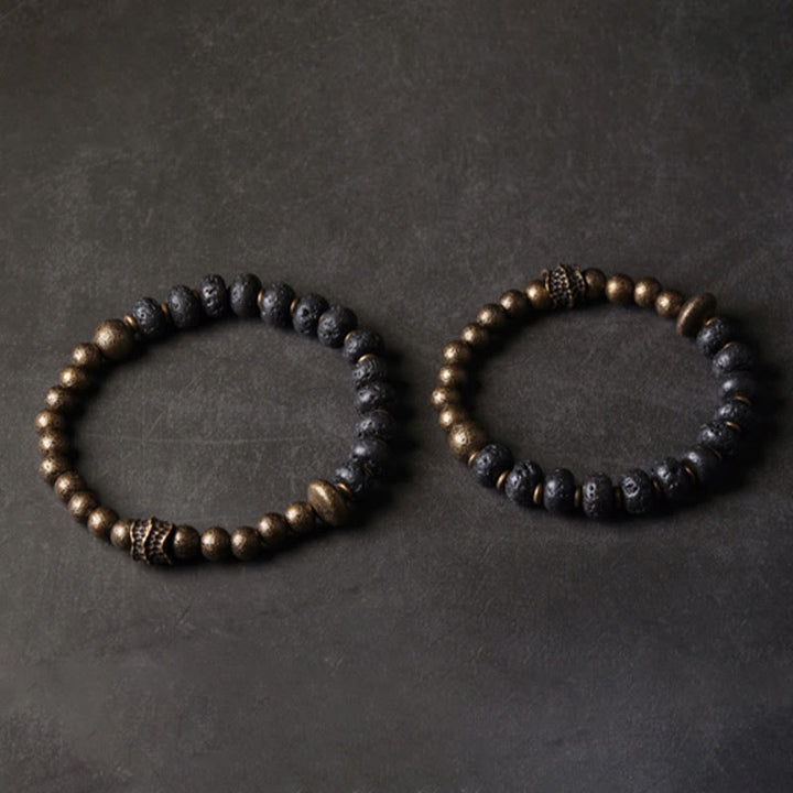 Buddha Stones溶岩ビーズ 負のエネルギーを吸収する銅ブレスレット