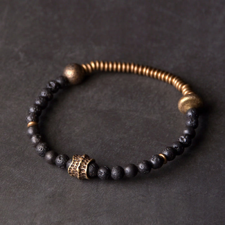 Buddha Stonesサポートヒーリング溶岩石ビーズ銅ブレスレット