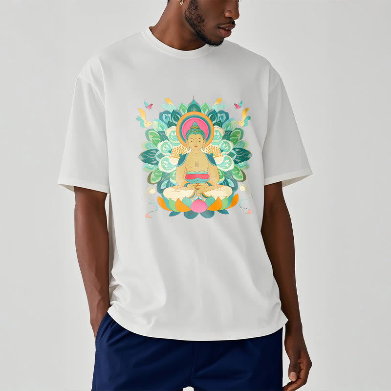 Buddha Stones、蝶、蓮、仏陀風Tシャツ - image 2