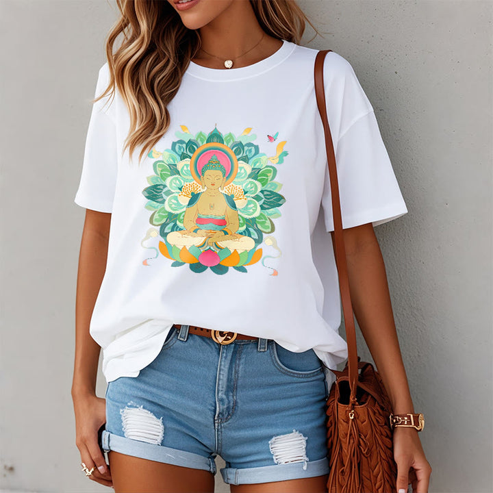 Buddha Stones、蝶、蓮、仏陀風Tシャツ - image 3
