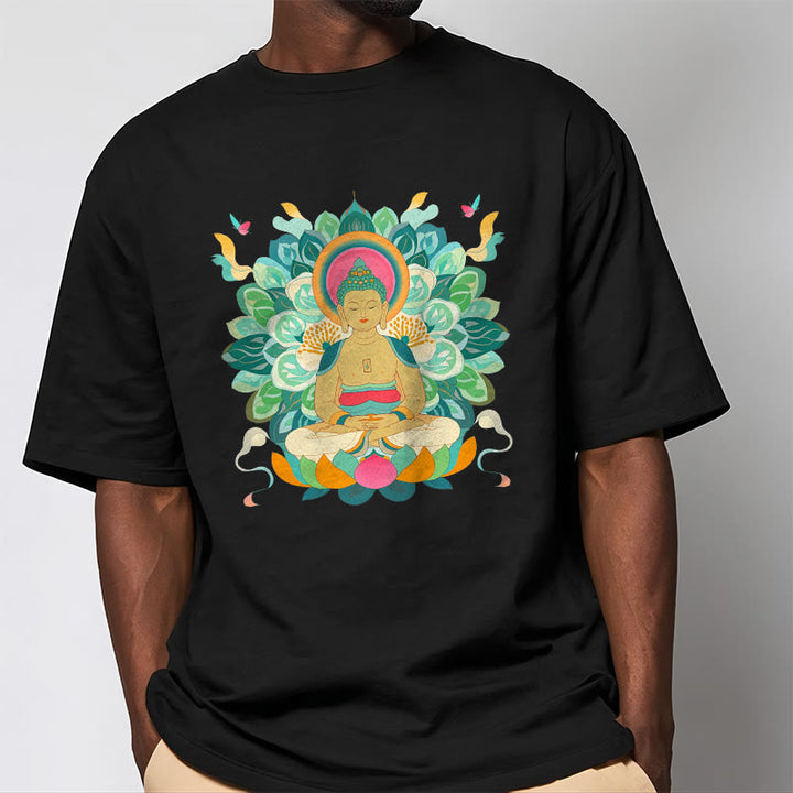 Buddha Stones、蝶、蓮、仏陀風Tシャツ - image 5
