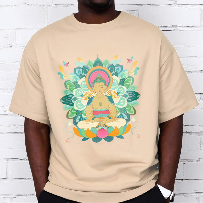 Buddha Stones、蝶、蓮、仏陀風Tシャツ - image 9