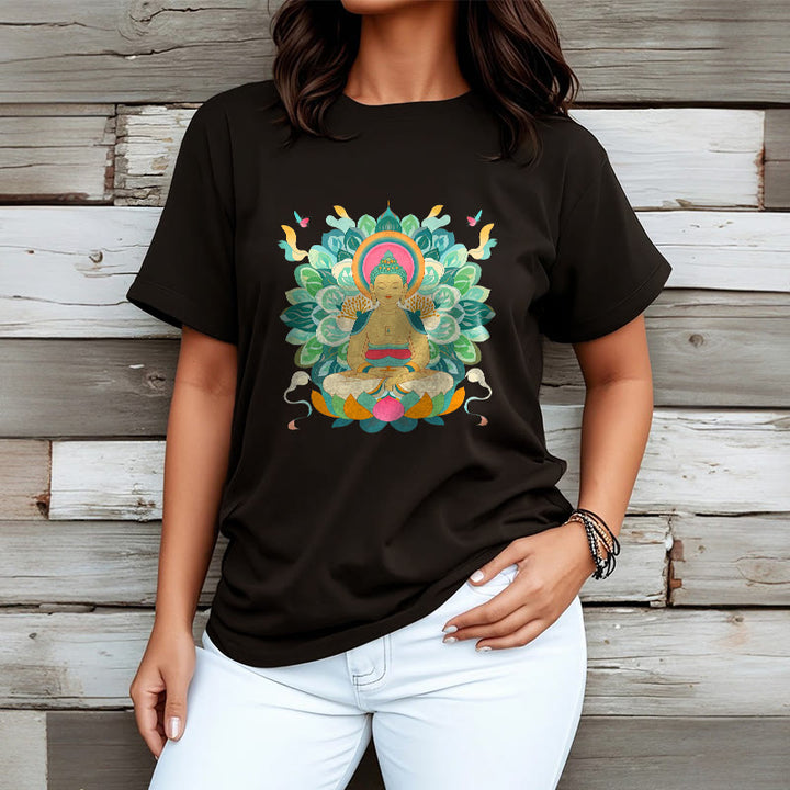 Buddha Stones、蝶、蓮、仏陀風Tシャツ - image 6