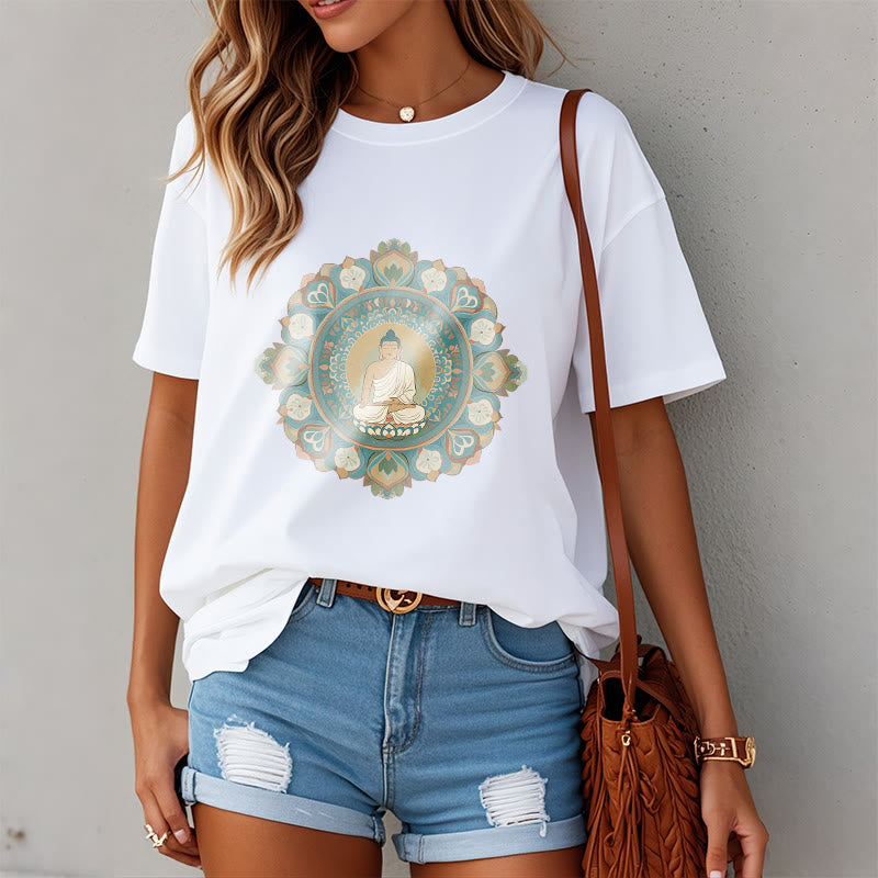 Buddha Stones曼荼羅花仏Tシャツ - image 5