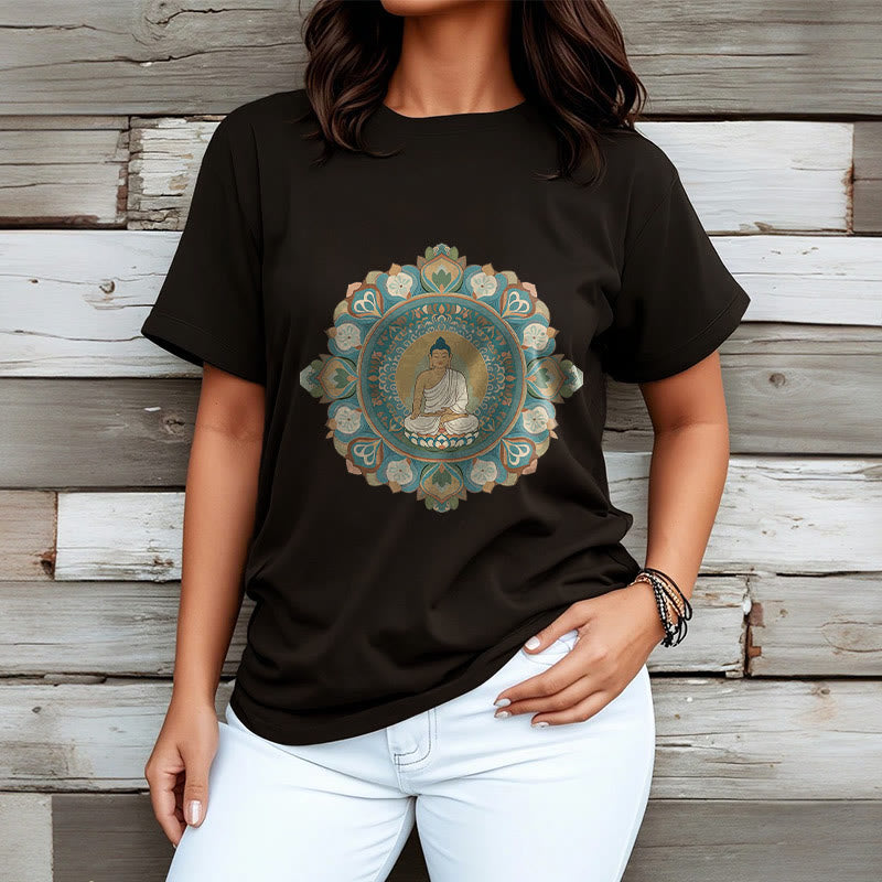 Buddha Stones曼荼羅花仏Tシャツ - image 9