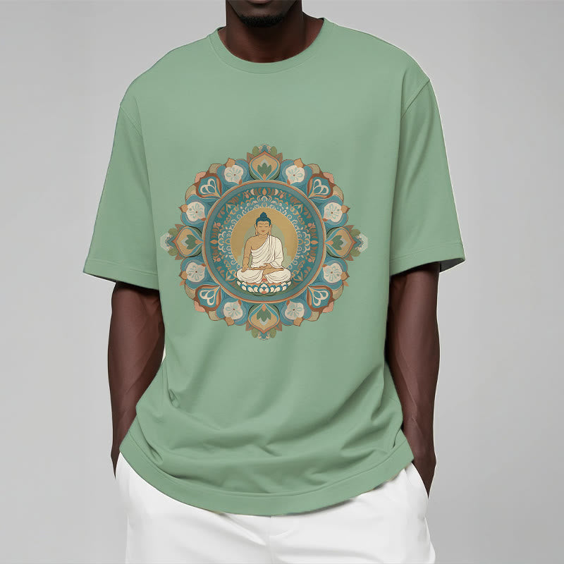 Buddha Stones曼荼羅花仏Tシャツ - image 1