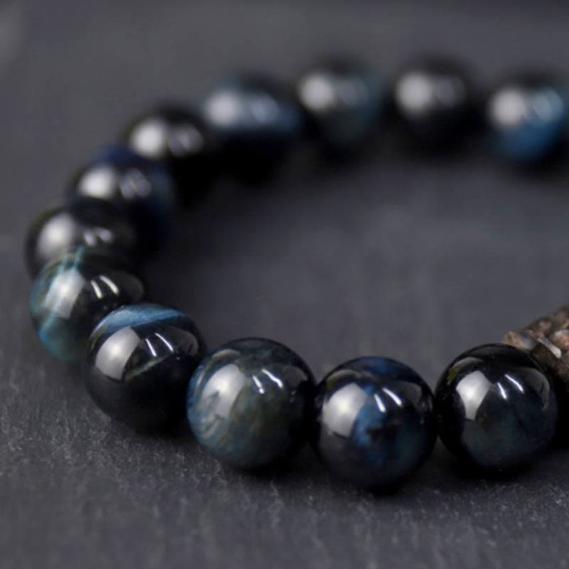 Buddha Stonesタイガーアイ 黒檀 木製ビーズ 落ち着いたブレスレット