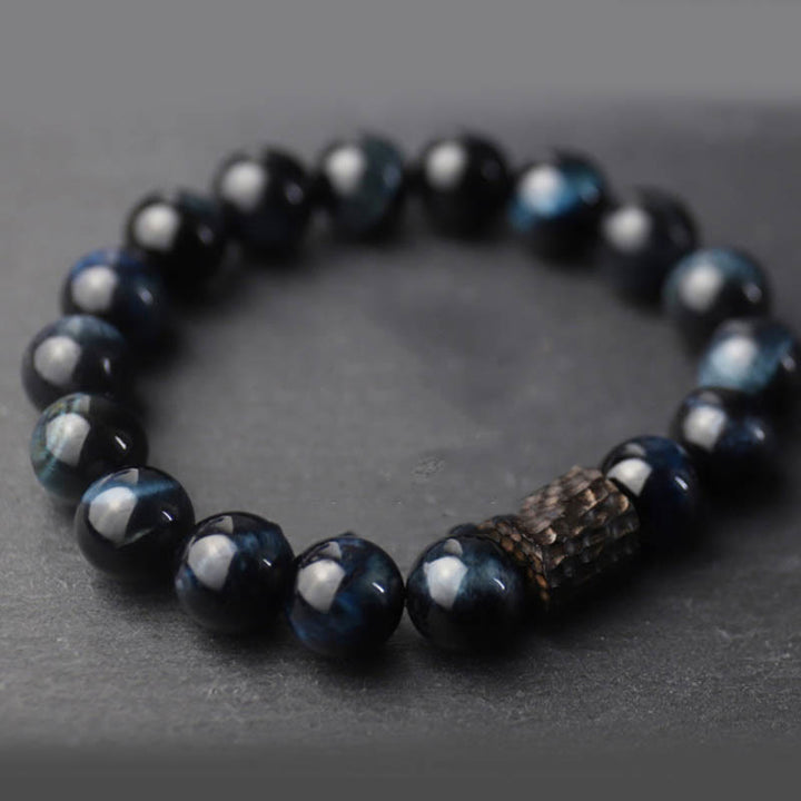 Buddha Stonesタイガーアイ 黒檀 木製ビーズ 落ち着いたブレスレット