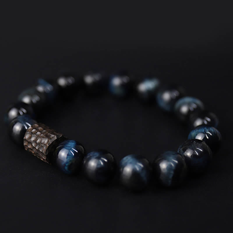 Buddha Stonesタイガーアイ 黒檀 木製ビーズ 落ち着いたブレスレット