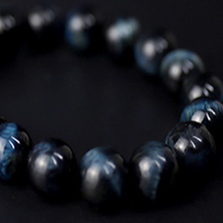 Buddha Stonesタイガーアイ 黒檀 木製ビーズ 落ち着いたブレスレット