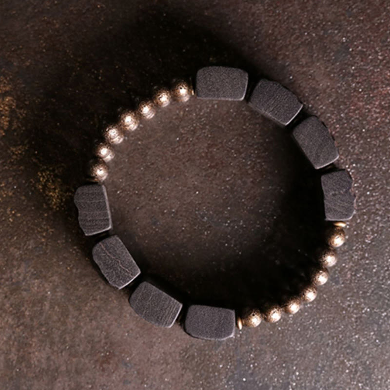 Buddha Stonesヴィンテージ 平和黒檀銅ビーズ バランスブレスレット - image 8