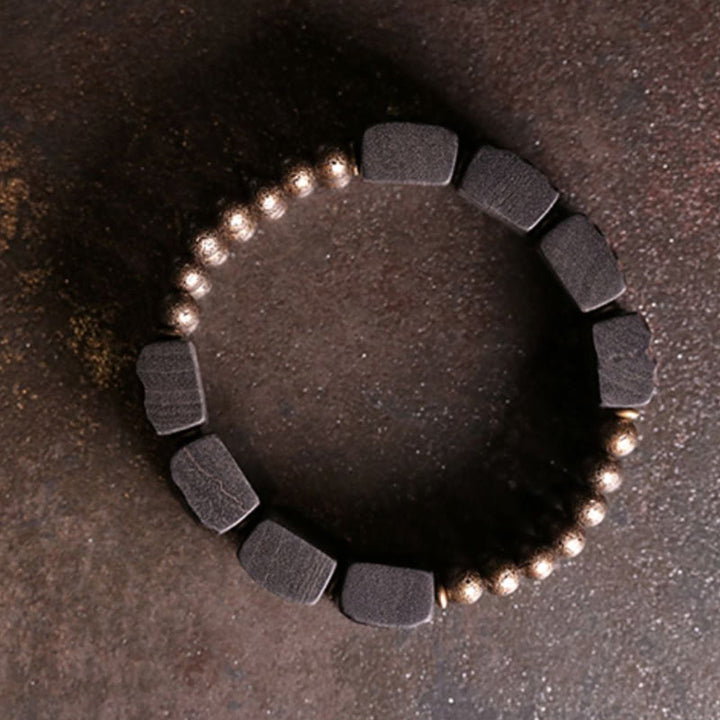 Buddha Stonesヴィンテージ 平和黒檀銅ビーズ バランスブレスレット - image 8