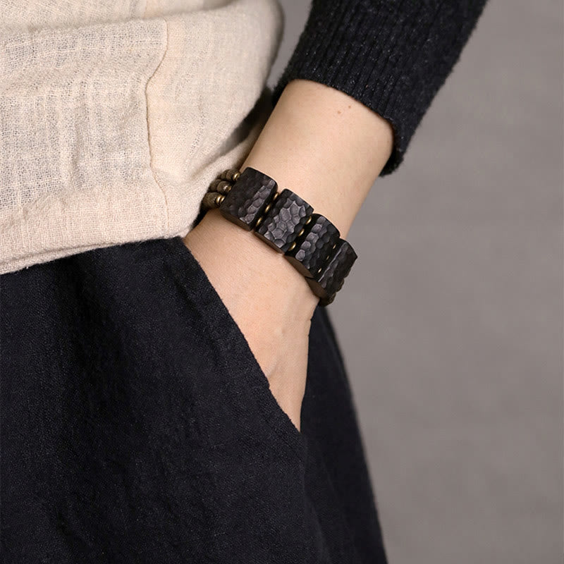 Buddha Stonesヴィンテージ 平和黒檀銅ビーズ バランスブレスレット - image 11