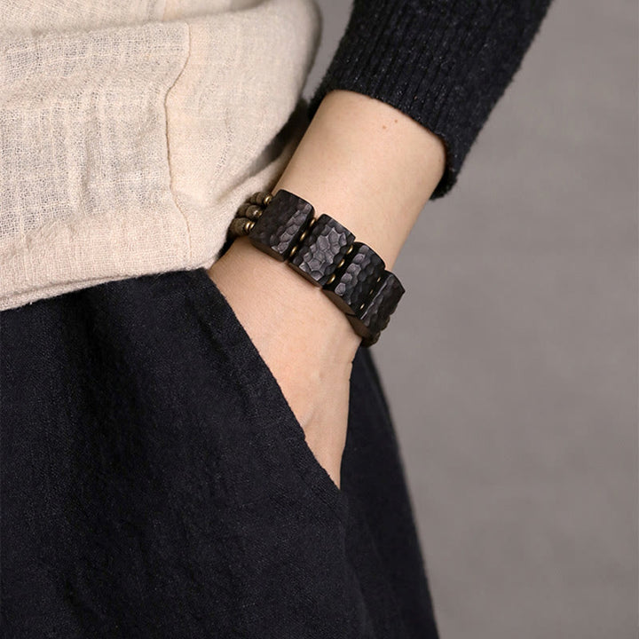 Buddha Stonesヴィンテージ 平和黒檀銅ビーズ バランスブレスレット - image 11