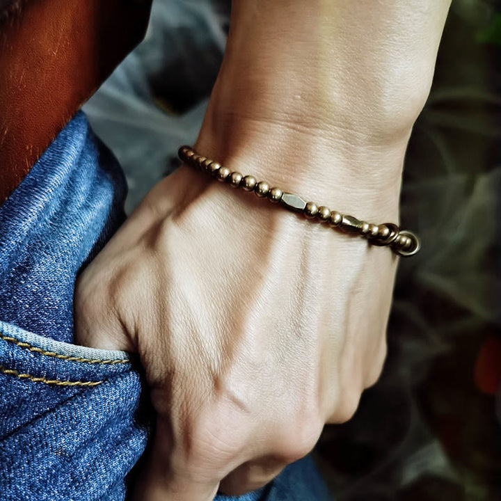 Buddha Stones 富を呼ぶ 癒しの銅＆真鍮ビーズデザイン ペアブレスレット - image 5
