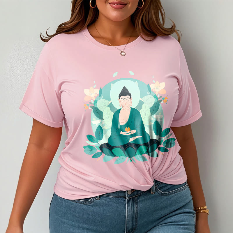 Buddha Stones目を閉じる グリーンリーフ仏陀Tシャツ - image 15