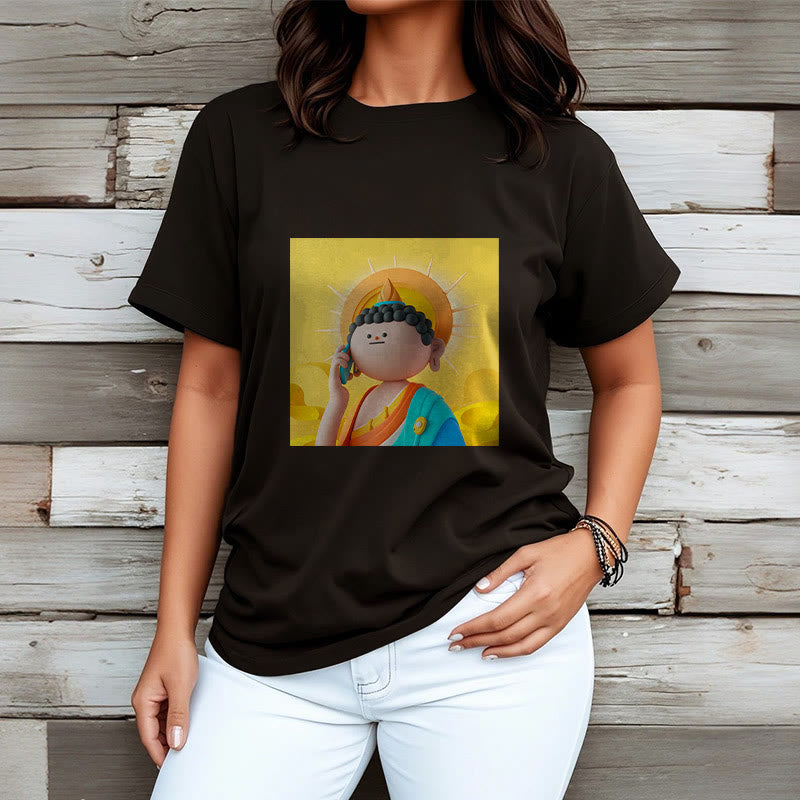 Buddha Stonesブッダが電話に出るTシャツ - image 7