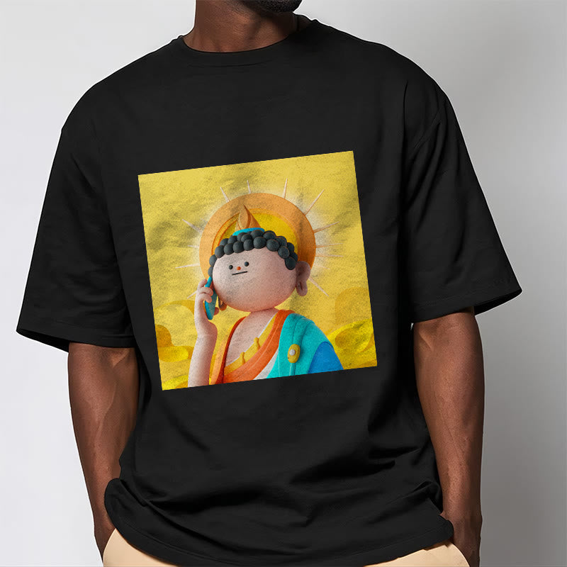 Buddha Stonesブッダが電話に出るTシャツ - image 5