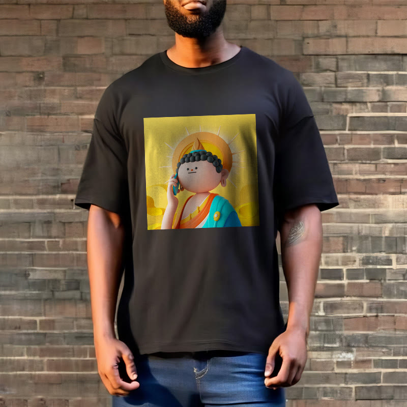 Buddha Stonesブッダが電話に出るTシャツ - image 6