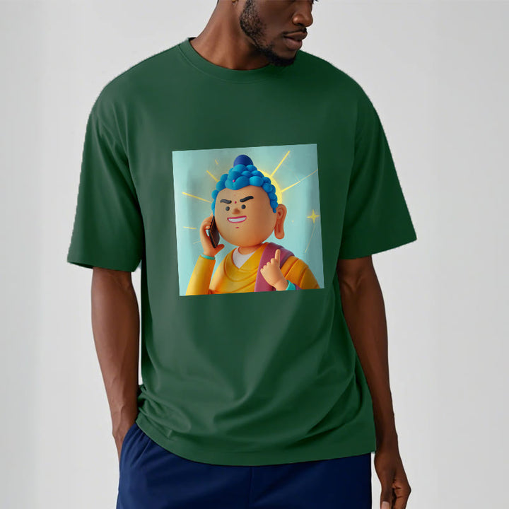 Buddha Stonesの面白い漫画仏陀Tシャツ - image 3