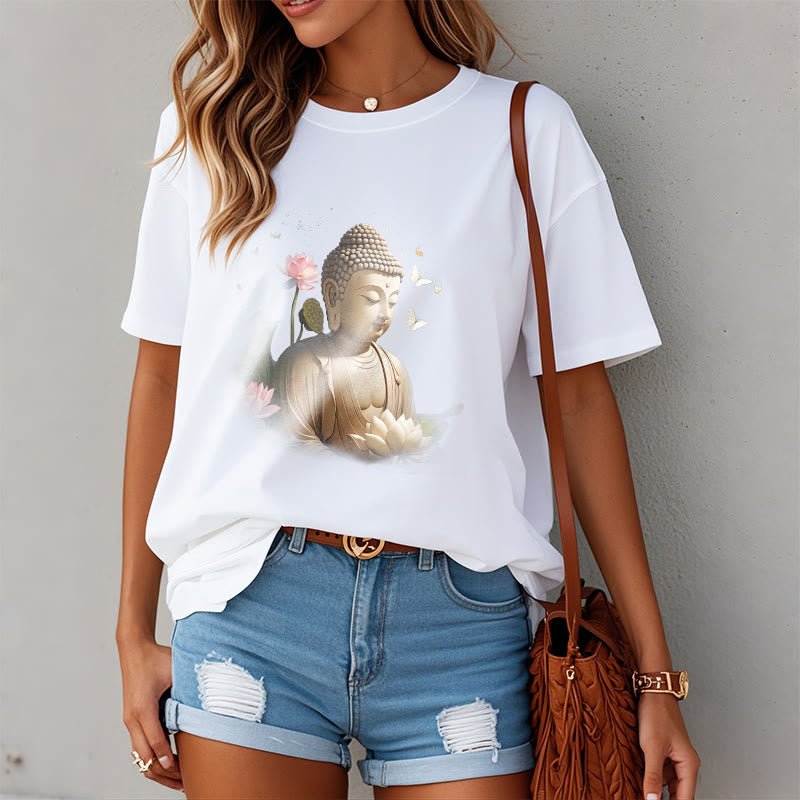 Buddha Stones、蓮、蝶、瞑想、仏陀のTシャツ - image 2