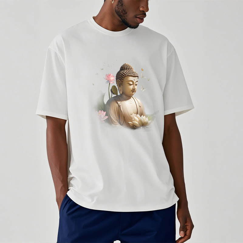 Buddha Stones、蓮、蝶、瞑想、仏陀のTシャツ - image 1