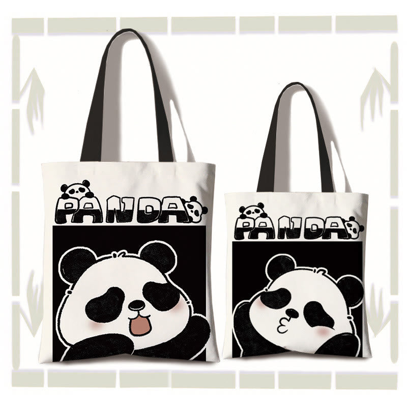 Buddha Stonesハンドメイド 大容量 キャンバス かわいいパンダ 通勤 ショッピング ショルダーバッグ