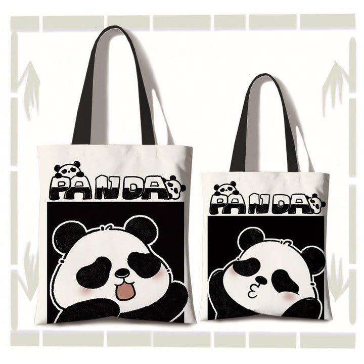 Buddha Stonesハンドメイド 大容量 キャンバス かわいいパンダ 通勤 ショッピング ショルダーバッグ