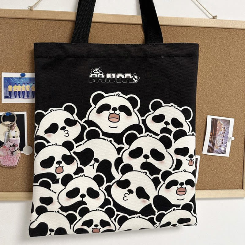 Buddha Stonesハンドメイド 大容量 キャンバス かわいいパンダ 通勤 ショッピング ショルダーバッグ