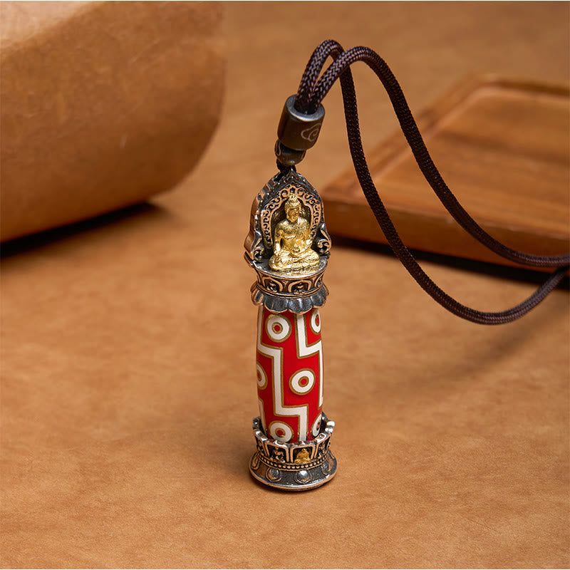 Buddha Stonesチベット薬師如来 九眼天珠 守護ネックレスペンダント