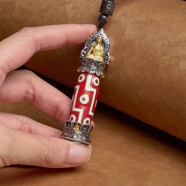 Buddha Stonesチベット薬師如来 九眼天珠 守護ネックレスペンダント