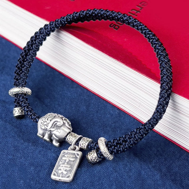 Buddha Stones925スターリングシルバー 象の安全と健康のお守り チャーム強さブレスレット