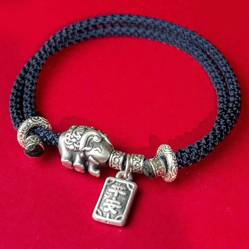 Buddha Stones925スターリングシルバー 象の安全と健康のお守り チャーム強さブレスレット