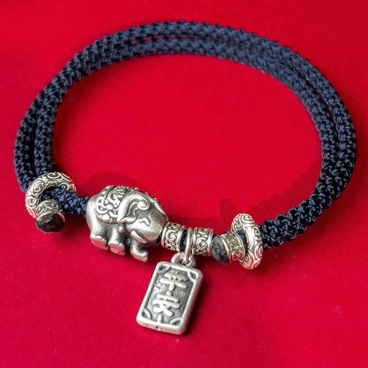 Buddha Stones925スターリングシルバー 象の安全と健康のお守り チャーム強さブレスレット