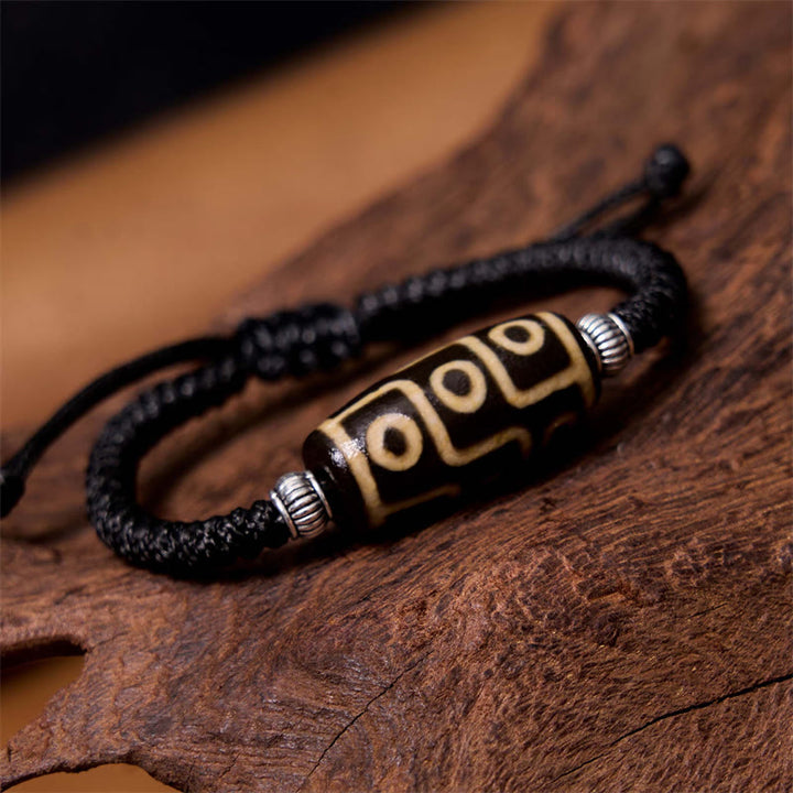 Buddha Stonesチベット九眼珠三目珠富貴護ロープブレスレット