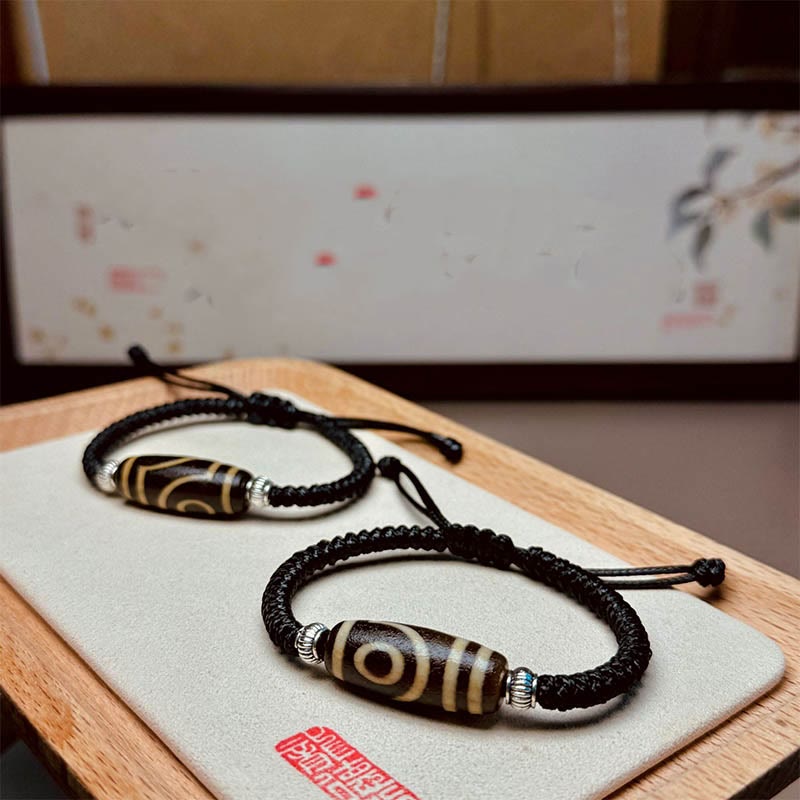 Buddha Stonesチベット九眼珠三目珠富貴護ロープブレスレット
