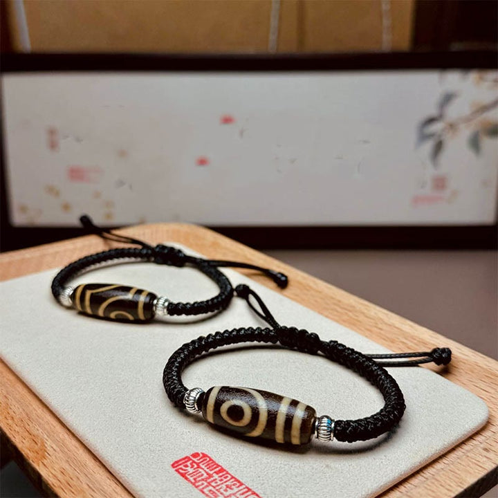 Buddha Stonesチベット九眼珠三目珠富貴護ロープブレスレット