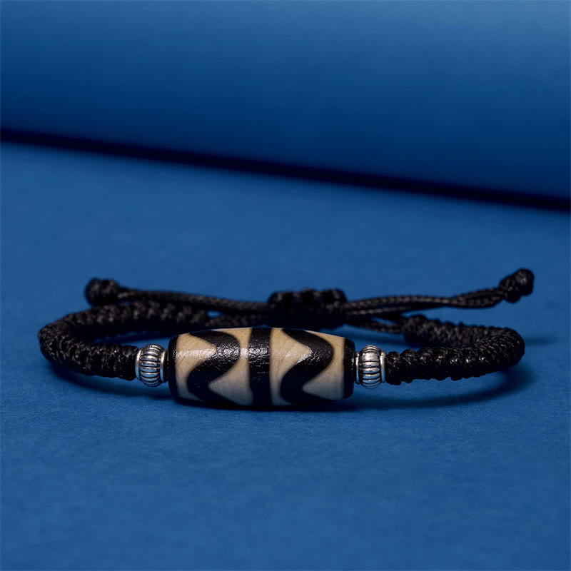 Buddha Stonesチベット九眼珠三目珠富貴護ロープブレスレット